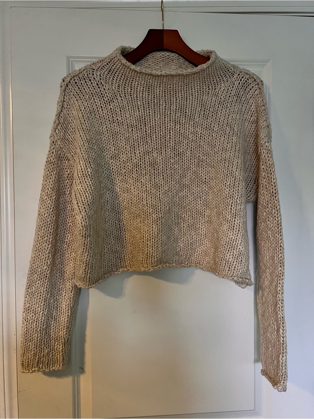 Free People Roll Neck Cropped Crewneck Sweater